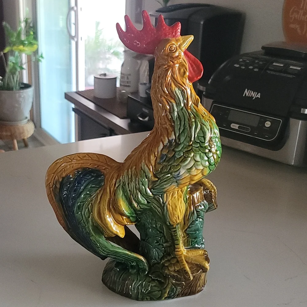 Vintage Majolica Rooster Statue - Picture 3 of 7